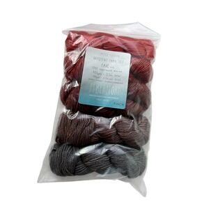 New Fiberstory Gradient Sock Yarn Set Fave Finch Red Grey 400yds Total Hand Dyed